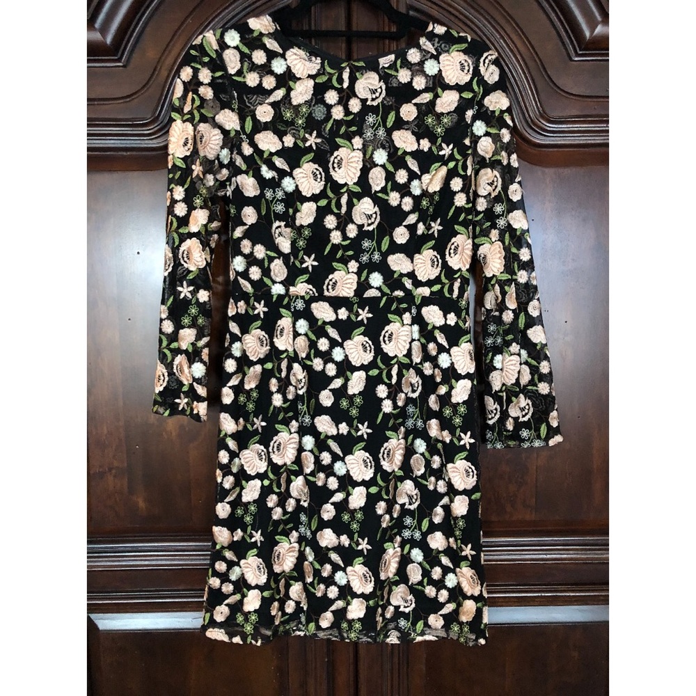 Cici Black Dress with Pink and White Flowers